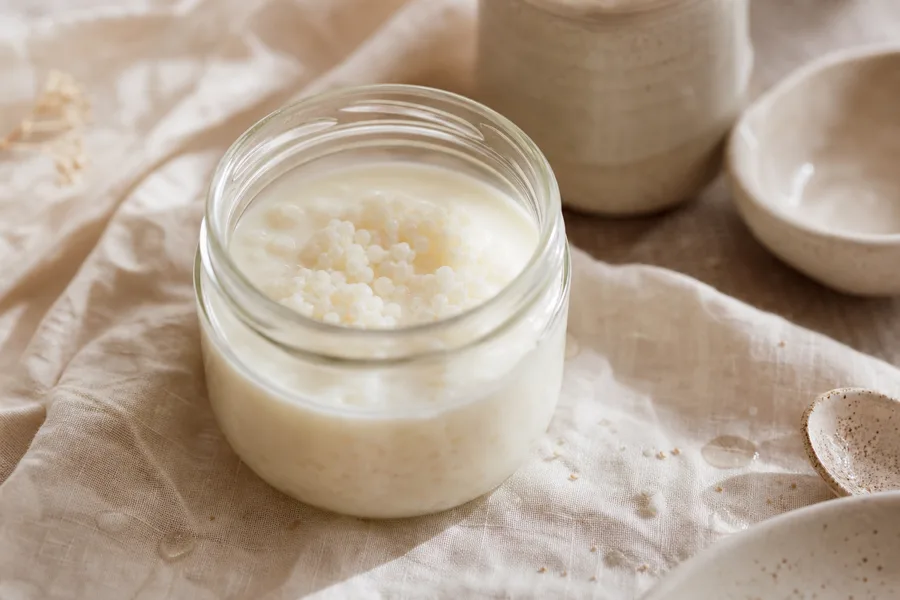 Jar of kefir, a fermented food